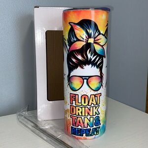 Float Drink Tan 20oz Tumbler new w box comes with stainless steel reusable straw